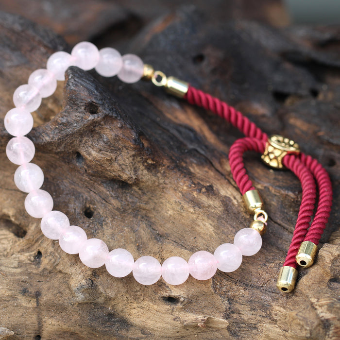 18K Gold Plated Rose Quartz Gemstone String Bracelet