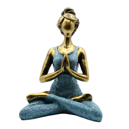 Yoga Lady Figure - Bronze & Turqoise 24cm