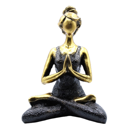 Yoga Lady Figure - Bronze & Black 24cm