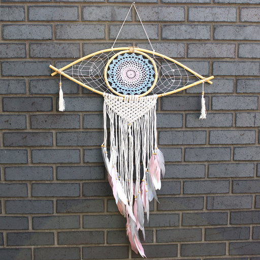 Protection Dreamcatcher - Large Macrame Eye Blue/ White/Pink