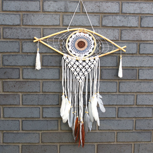 Protection Dreamcatcher - Macrame Evil Eye White/ Grey/Brown