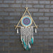 Protection Dreamcatcher - Large Macrame Pyramid White/Turquoise