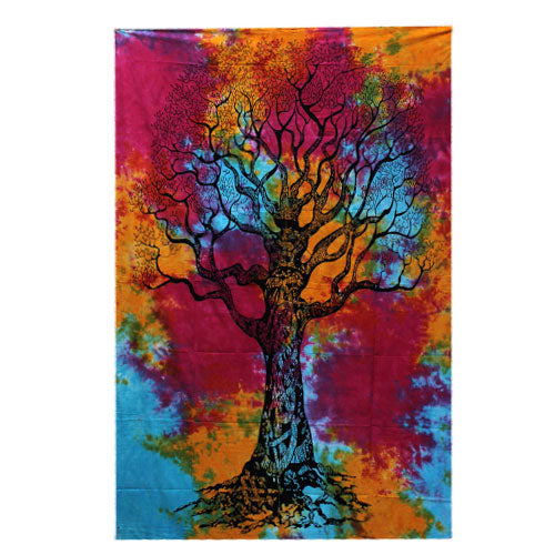 Single Cotton Bedspread & Wall Hanging - Winter Tree