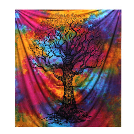 Double Cotton Bedspread & Wall Hanging - Winter Tree