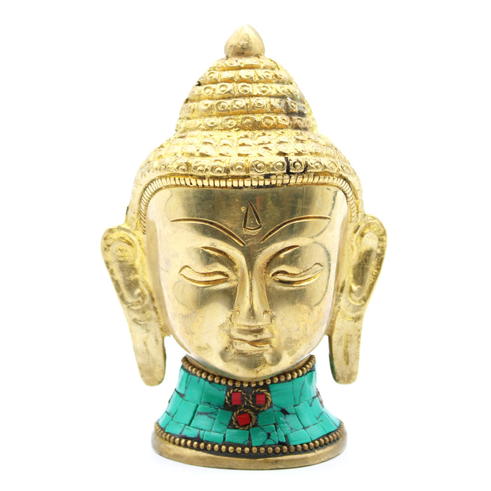 Brass Buddha Figure - Large Head - 11.5 cm