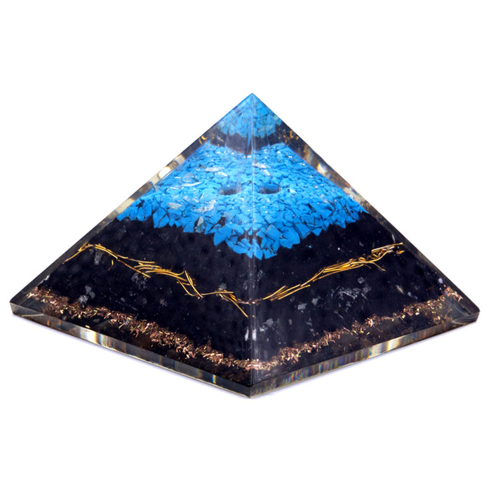 Orgonite Pyramid - Turqoise and Black Tourmaline - 70 mm