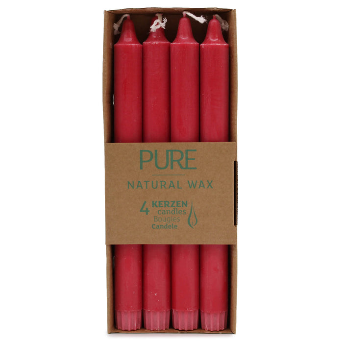 Pure Natural Wax Dinner Candle 25x2.3 - Red