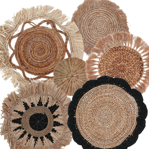 Set of Six Seagrass & Rattan Wall Art - Boho Queen Collection