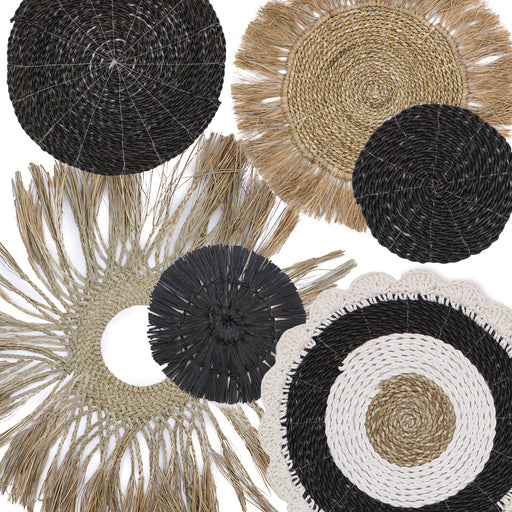 Set of Six Seagrass & Rattan Wall Art - Natural Art Collection