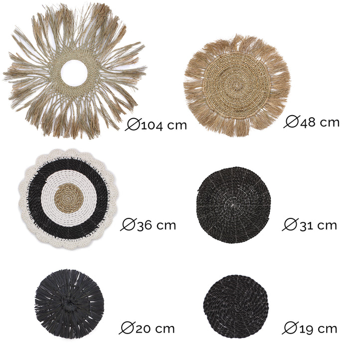 Set of Six Seagrass & Rattan Wall Art - Natural Art Collection