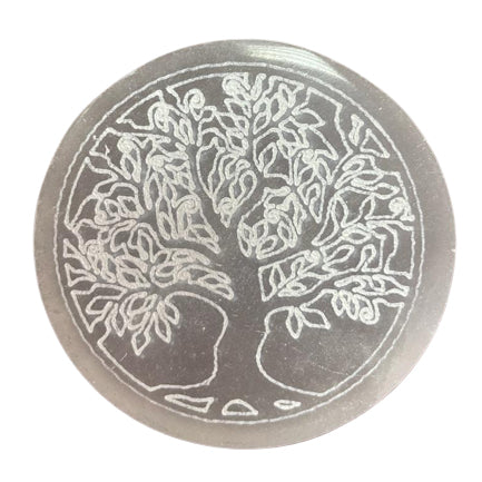 Selenite Charging Plate 8cm - Tree of Life