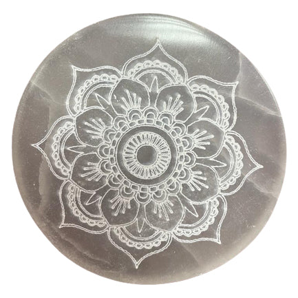Medium Selenite Charging Plate 10cm - Lotus Mandala