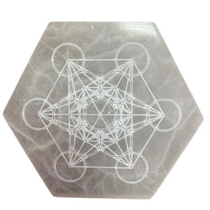 Hexagonal Selenite Charging Plate 18cm - Direction & Decision