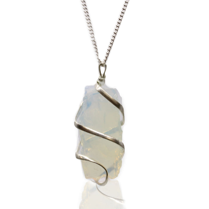 Cascade Wrapped Gemstone Necklace - Rough Opalite