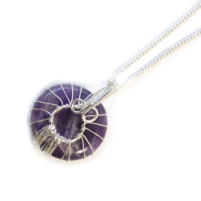 Amethyst Tree of Life Crystal Necklace