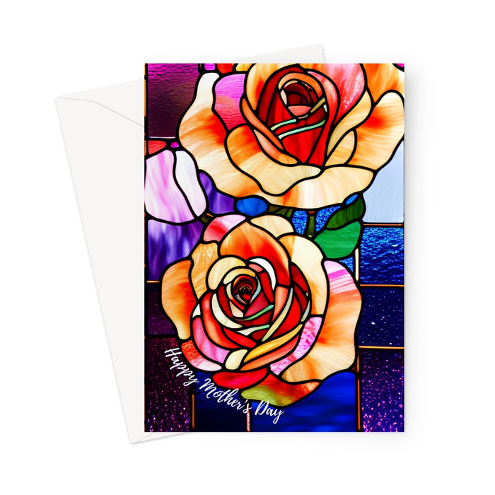 Mother's Day - Stained Glass Roses Greeting Card