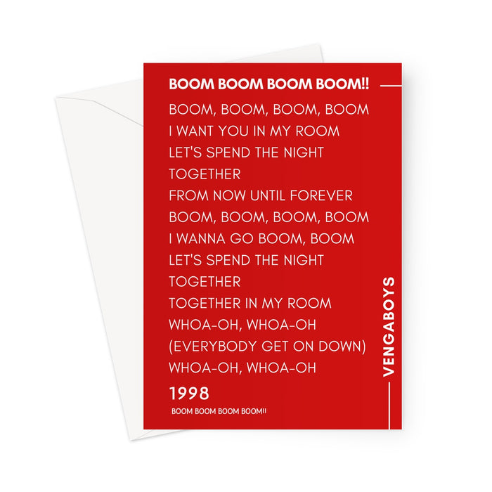 Boom Boom Boom Boom - VengaBoys - Lyrics - Greeting Card - Blank Greeting Card