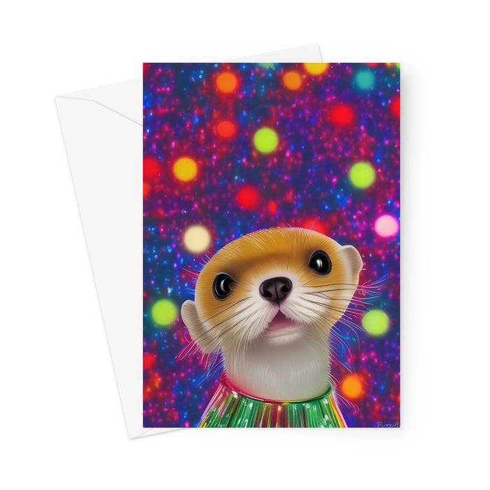 Chase's Christmas Ferret Portrait Greeting Card