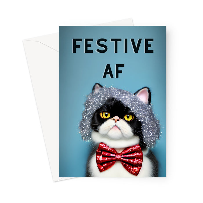 Festive AF Cat Christmas Card Greeting Card