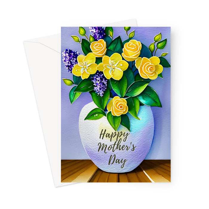 Happy Mother's Day Yellow Rose and Lilac Greeting Card