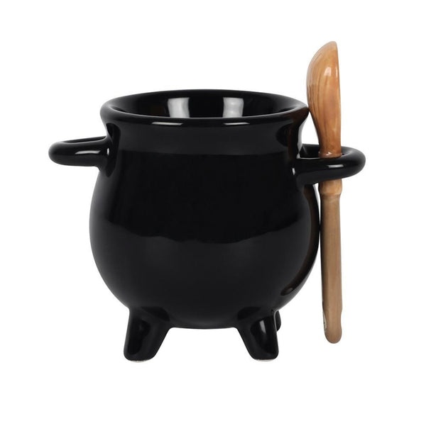 Witch Cauldron Egg Cup with Broom Spoon