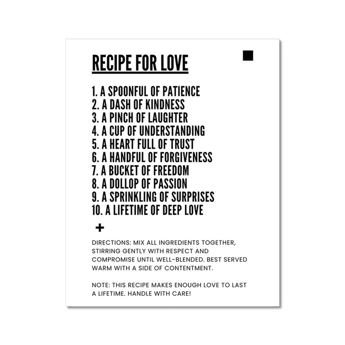 Recipe For Love Blank White Wall Art Poster