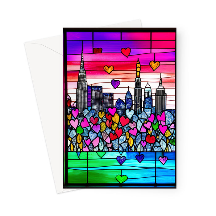 New York City Stained Glass View -  Blank Greeting Card