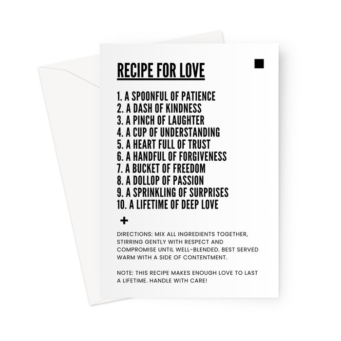 Recipe For Love Blank White Greeting Card