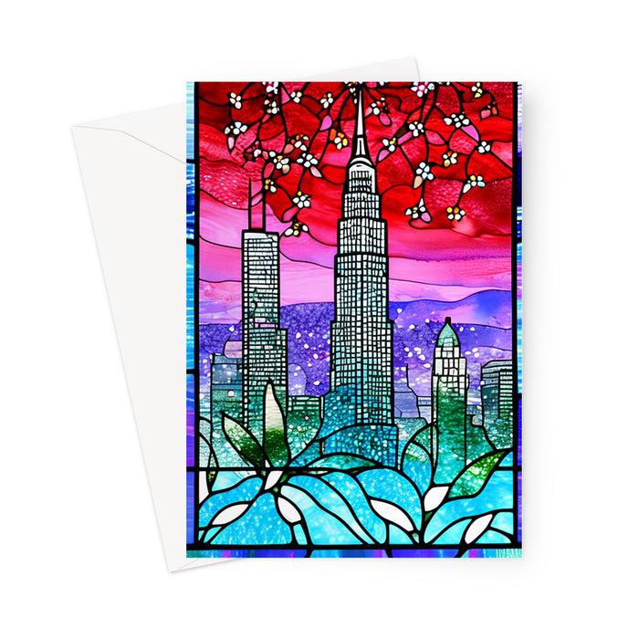 New York City Stained Glass Up Close -  Blank Greeting Card