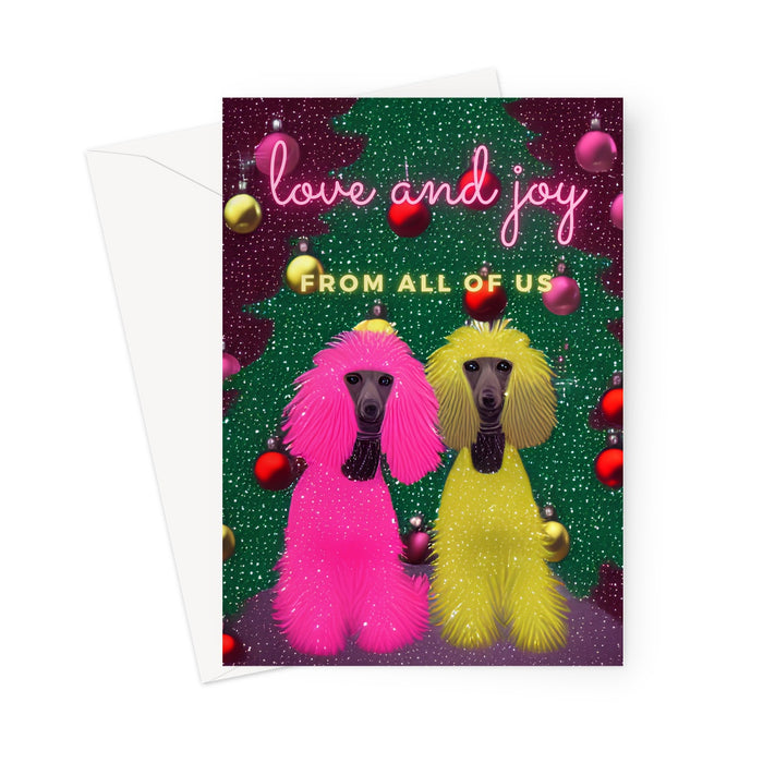 Love and Joy Disco Dogs - Christmas Greeting Card Greeting Card