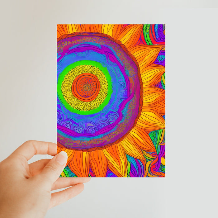 Psychedelic Sunflower Classic Postcard