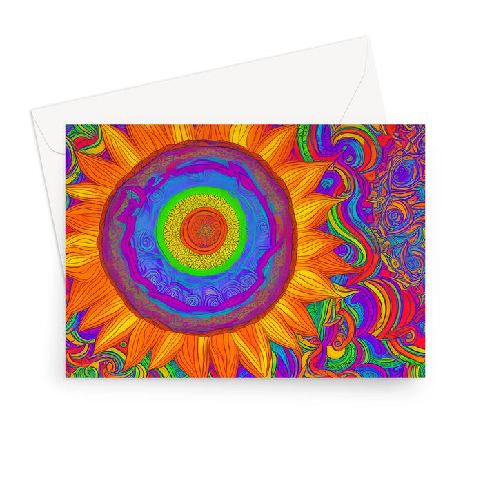 Psychedelic Sunflower Greeting Card