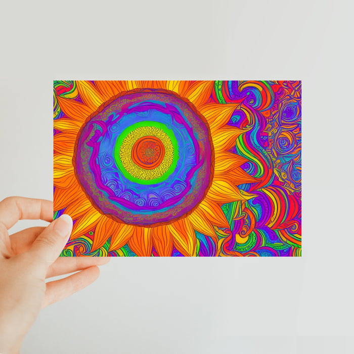 Psychedelic Sunflower Classic Postcard