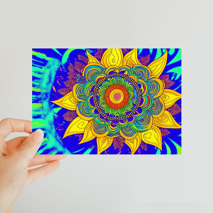 Mandala Psychedelic Sunflower Classic Postcard