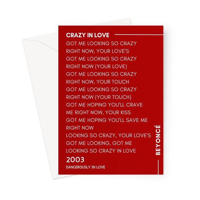 Crazy In Love - Beyonce - Lyrics - Greeting Card - Blank Greeting Card