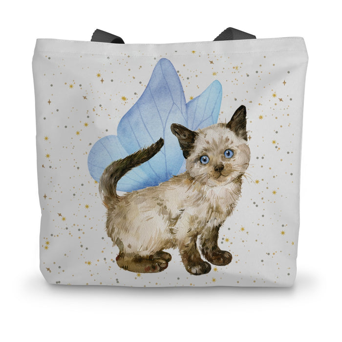 Totes cute cat blue Canvas Tote Bag