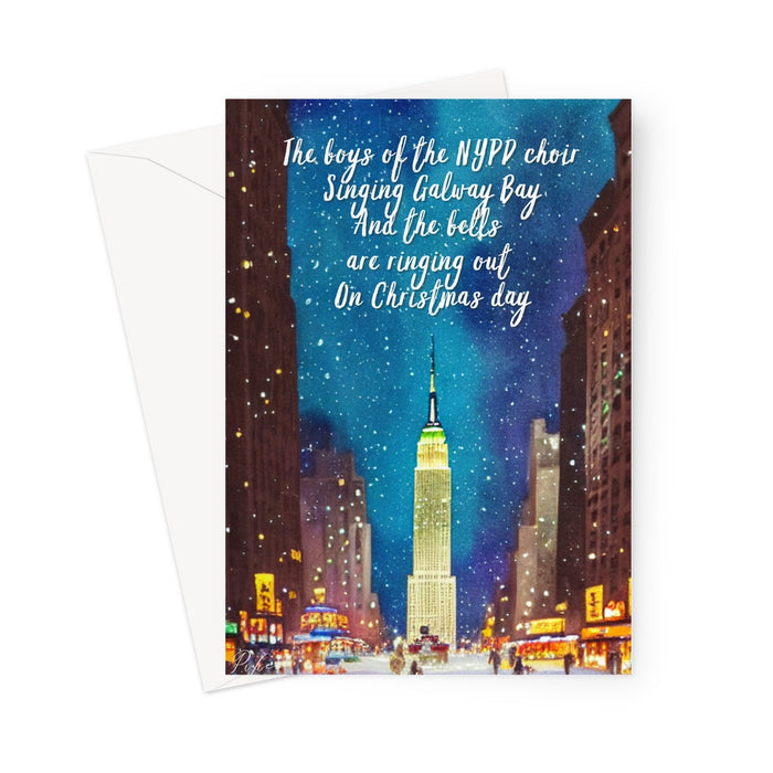 And the bells  are ringing out for Christmas day -  NYC Fairy Tale In New York Christmas Card Greeting Card