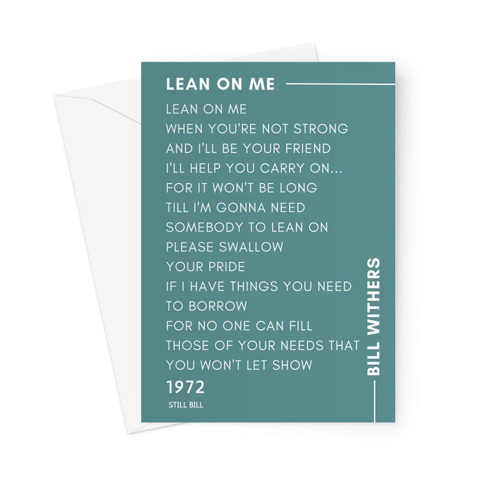 Stand By Me - Bill Withers - Lyrics - Greeting Card - Blank Greeting Card
