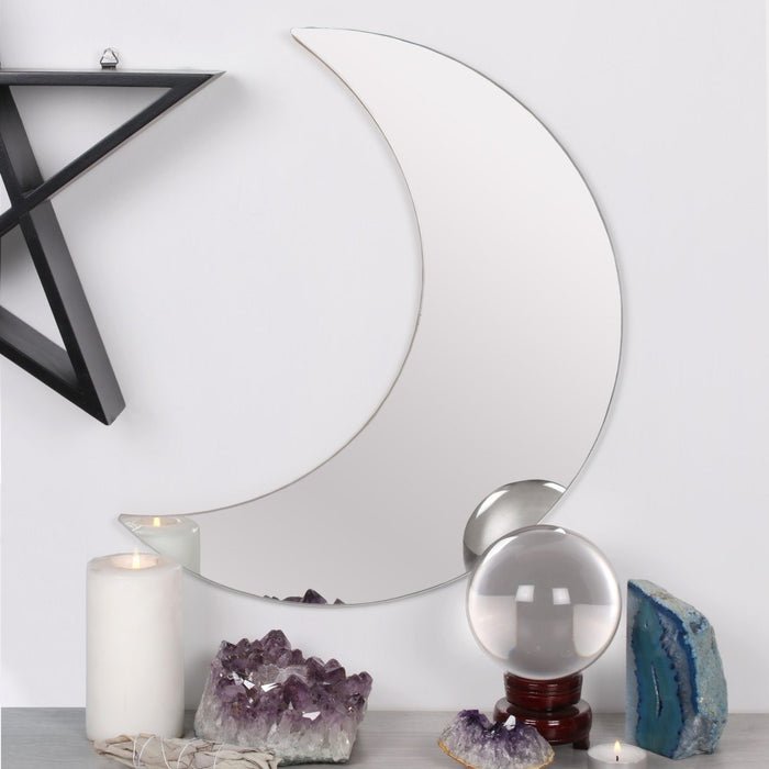 Celestial crescent moon-shaped mirror