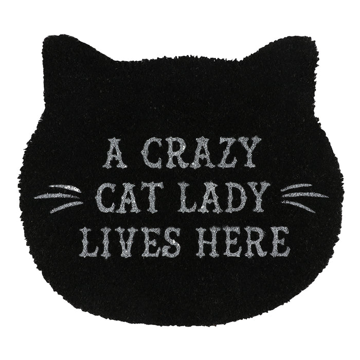 Cat Lady Black Cat Shaped Door Mat