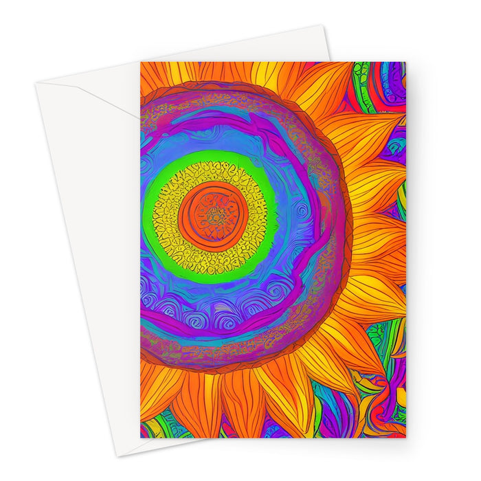 Psychedelic Sunflower Greeting Card