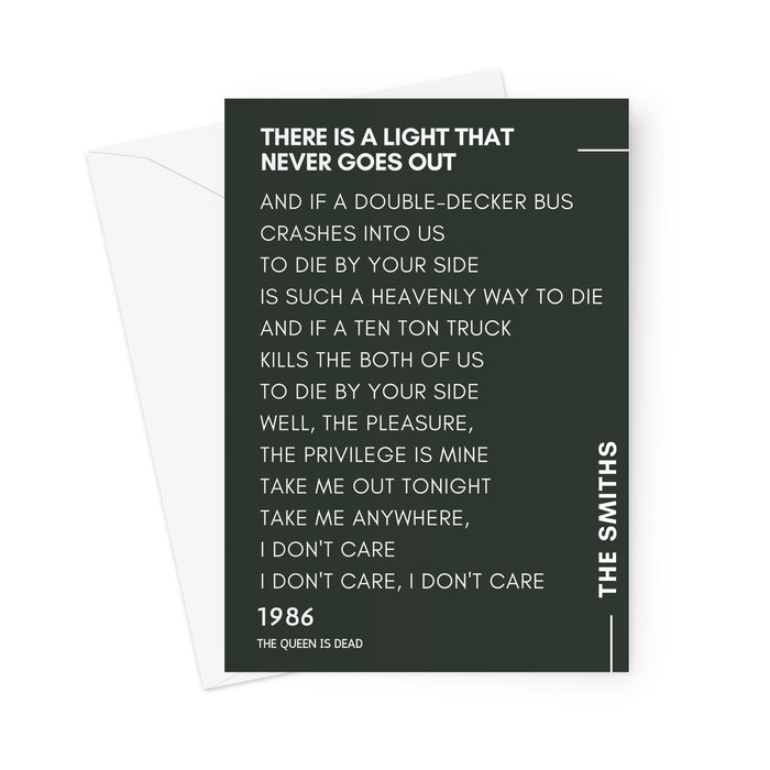 There's A Light That Never Goes Out - The Smiths - Lyrics - Greeting Card - Blank Greeting Card