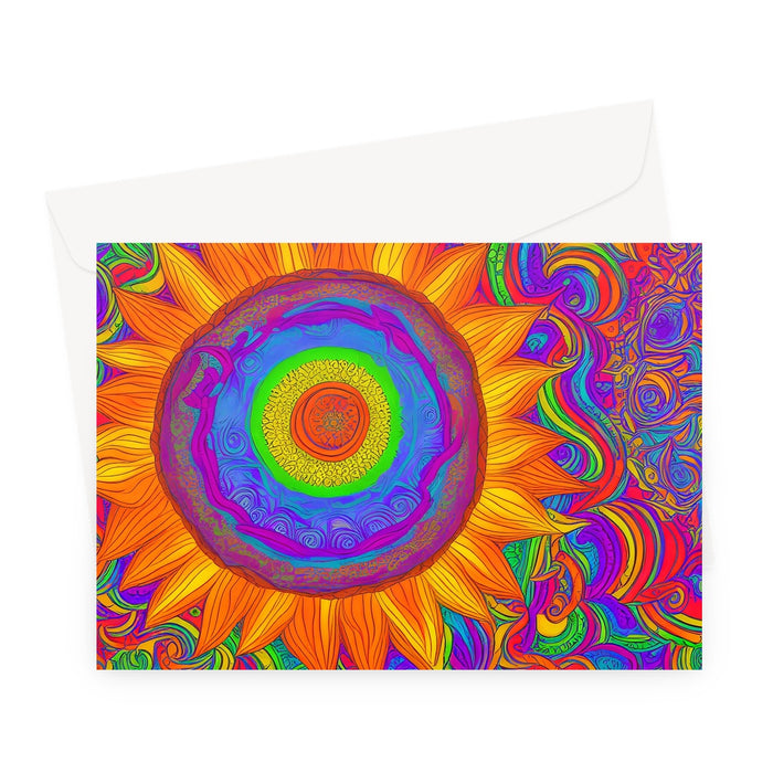 Psychedelic Sunflower Greeting Card