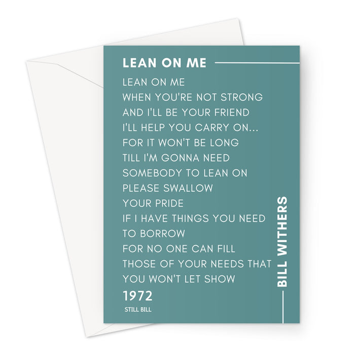 Stand By Me - Bill Withers - Lyrics - Greeting Card - Blank Greeting Card