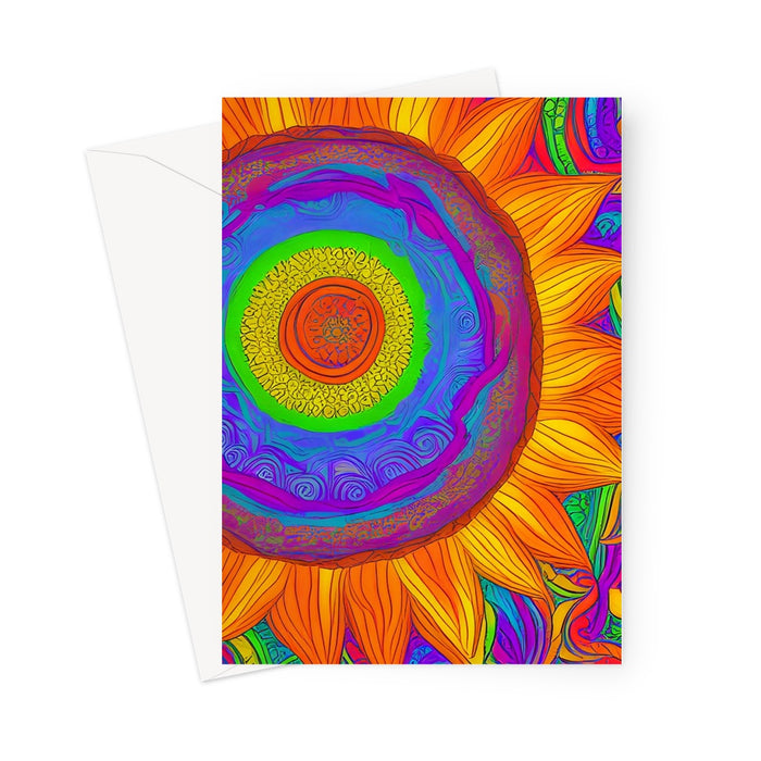 Psychedelic Sunflower Greeting Card