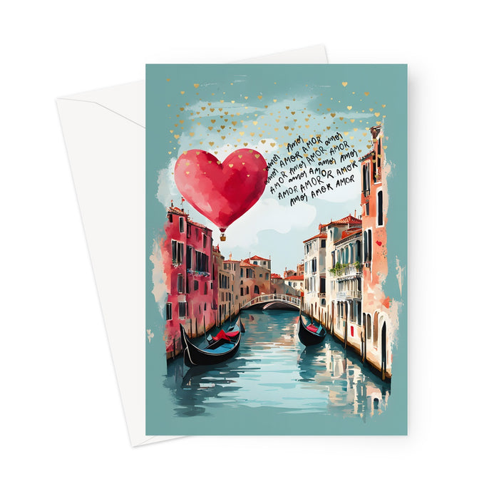 Amor Amor Amor More.... Venice Italy, Valentines Card, Love Card Greeting Card