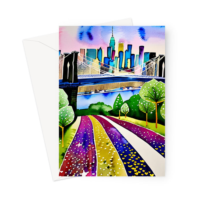 New York City - Brooklyn Bridge - Blank Greeting Card