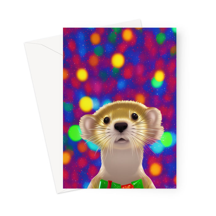 Zippy's Christmas Ferret Portrait Greeting Card