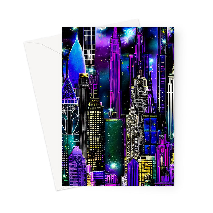 New York City Gothic Night -  Blank Greeting Card