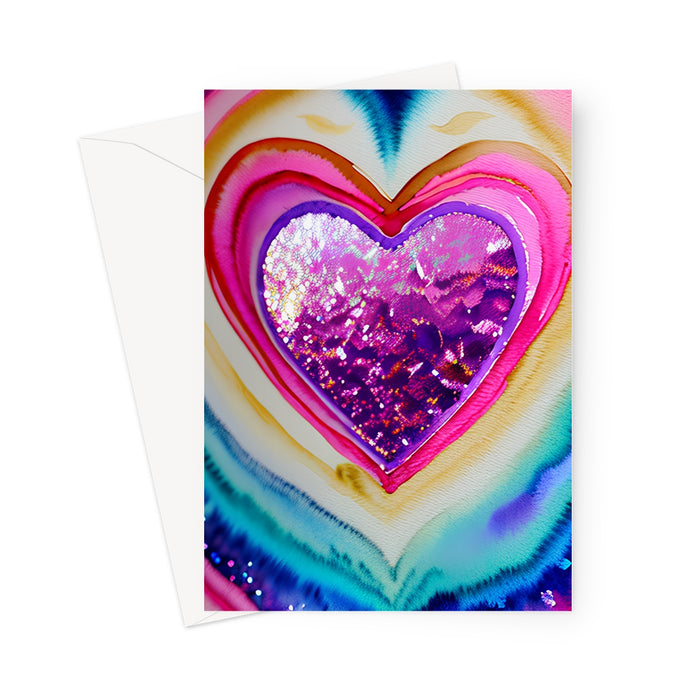 Shiny Shiny Love Heart - Blank Greeting Card